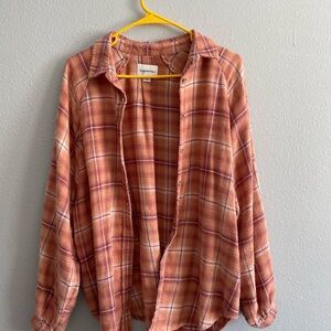 American Eagle Plaid Bell Sleeve Flannel